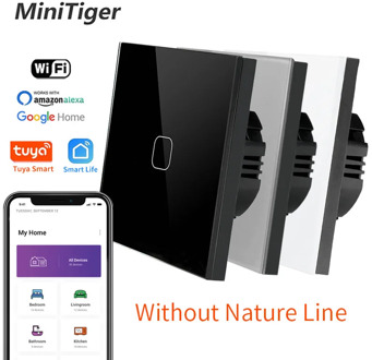 Minitiger Crystal Glass Switch Panel 1 2 3 Gang 1 Way Smart Light Switch Controler Single Fire Line Smart Home Touch Switch