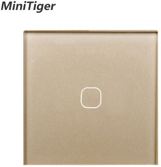 MiniTiger EU/UK Standard,1 Gang 1 Way Wall Touch Switch, White Crystal Glass Switch Panel, 220-250V, Only Touch Function