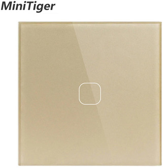 MiniTiger EU/UK Standard,1 Gang 1 Way Wall Touch Switch, White Crystal Glass Switch Panel, 220-250V, Only Touch Function