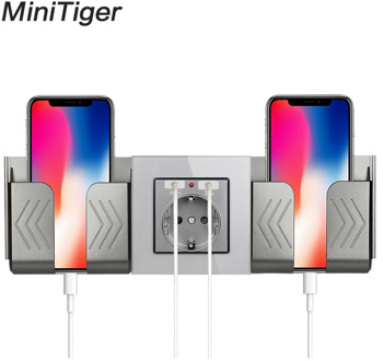 Minitiger Grey Wall Socket Phone Holder Smartphone Accessories Stand Support For Mobile Phone One / Two Phone Holder