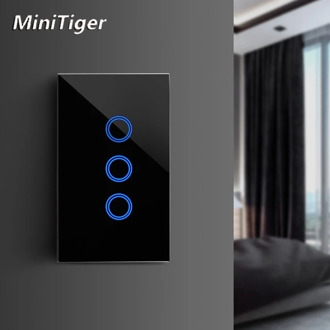 MiniTiger Light Touch Switch for LED EU US UK AU Standard Smart Home Wall Touch Switch 1/2/3 Gang 1 Way Crystal Glass No Wifi