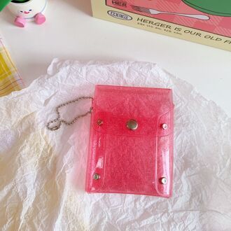 Minkys Kawaii Bling Bling Glittery Pvc Kaarthouder Lipstick Kaart Opbergtas School Briefpapier Accessoires heet roze