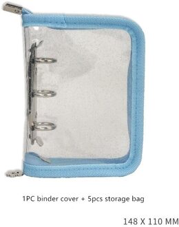 Minkys Kawaii Glittery Mini Pocket 3 Ring Binder Dagboek Notebook Journal Agenda Diy Foto Boek School Briefpapier blauw