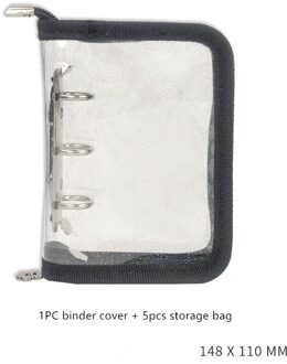 Minkys Kawaii Glittery Mini Pocket 3 Ring Binder Dagboek Notebook Journal Agenda Diy Foto Boek School Briefpapier zwart