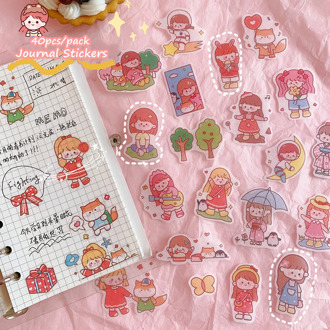 MINKYS Lovely Girl 40pcs/pack Scrapbooking Bullet Sticker For Journals Crafts DIY Diary Album Sticky Envelope Sealing Stickers