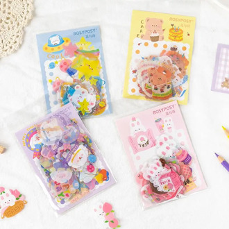 MINKYS New Arrival 40pcs/pack Kawaii Bear Rabbit Decorative Stickers For Journal Crafts Scrapbooking Sticker School Stationery