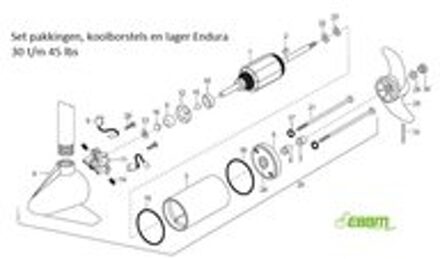 Minn Kota Set pakkingen, koolborstels en lager Endura 30 t/m 45
