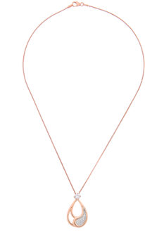 'Minna' Vrouwen 925 Sterling Zilveren Ketting met Hanger - Roze ZH-7228 Rosé