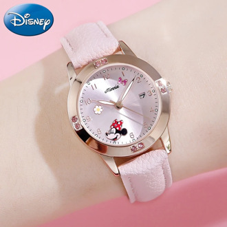 Minnie Mouse Calendar Luxury Bling Crystal Jewelry Cuties Girl Quartz Watches Fashion Ladies Child Watch Student Kids Clock Gift
