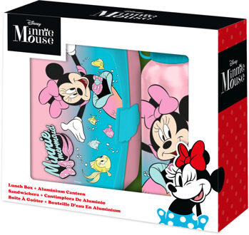 Minnie Mouse lunchbox set voor kinderen - 2-delig - roze - aluminium/kunststof - Lunchboxen