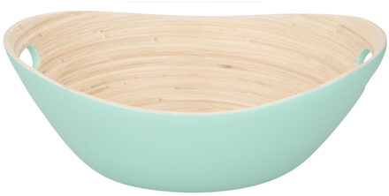 Mintgroene serveer schaal van bamboe 27 cm