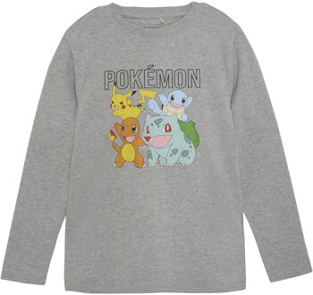 Minymo Jongens shirt Pokemon - Licht grijze melange - Maat 104