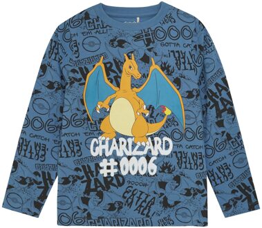 Minymo Jongens t-shirt LS - Blauw - Maat 110