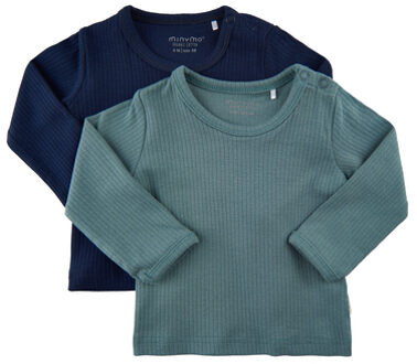 Minymo Long Sleeve Shirt 2 Pack Goblin Blue Blauw - 56