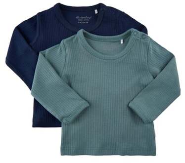 Minymo Long Sleeve Shirt 2 Pack Goblin Blue Blauw - 80
