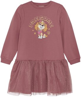 Minymo Meisjes sweat jurk - Deco roze - Maat 92