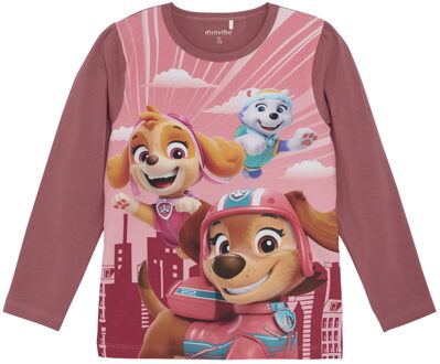 Minymo Meisjes t-shirt LS - Deco roze - Maat 110