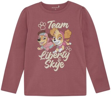 Minymo Meisjes t-shirt LS - Deco roze - Maat 116