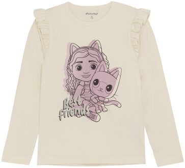 Minymo Meisjes t-shirt LS - Off wit - Maat 110