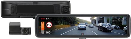 Mio MiVue R850T Mirror - Dual 2.5K + Wifi + GPS Dashcam Zwart