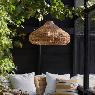 Mira buiten hanglamp, Lampakanay, stekker, Ø 70 cm natuurlijk bruin