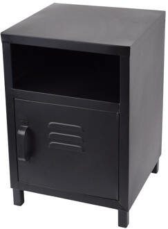 Mira Industrieel Nachtkastje - Metaal - Zwart - 51x35x35