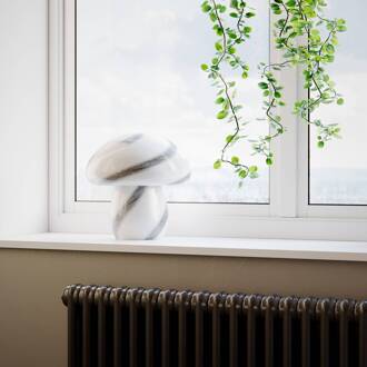 Mira Paddenstoel tafellamp, zwart/wit, glas zwart, wit