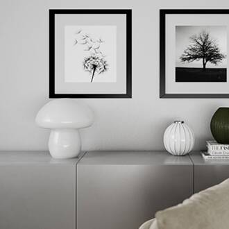 Mira Paddestoel tafellamp, wit, glas, hoogte 30 cm