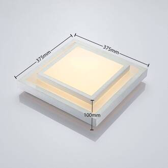 Mirco LED plafondlamp, hoekig, 37,5cm aluminium, wit