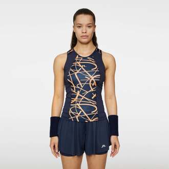 Miria Printed Tanktop Dames-Donkerblauw,Oranje - S