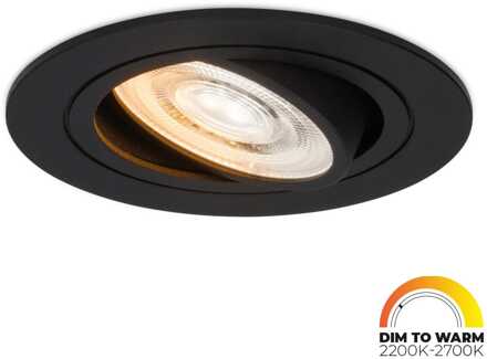 Miro LED inbouwspot - Extra plat 58mm - 3,8W 220lm - GU10 LED Module - Dim to warm - Dimbaar Kantelbaar - Rond - Voor binnen - Zwart
