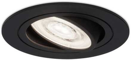 Miro LED inbouwspot - Extra plat 58mm - GU10 LED Module - 6000K daglicht wit - Dimbaar - Rond - Kantelbaar - Voor binnen - Zwart