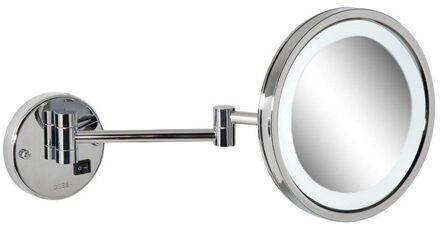 Mirror scheerspiegel met verlichting 2 armig 21.5cm 3x vergrotend chroom