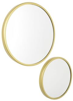 Mirror Spiegels Rond Goud Set van 2 - Metaal - Ø45 & Ø35