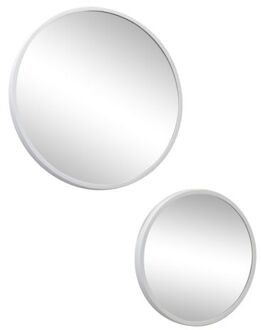 Mirror Spiegels Rond Wit Set van 2 - Metaal - Ø45 & Ø35