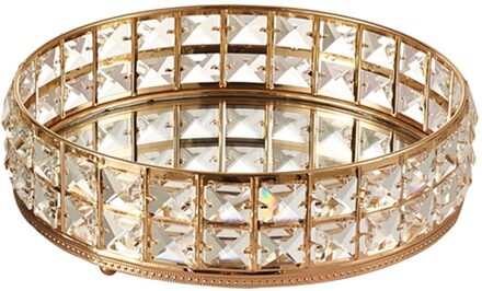 Mirrored Crystal Make Storage Tray Trinket Lade Parfum Decor Dressoir Case gouden