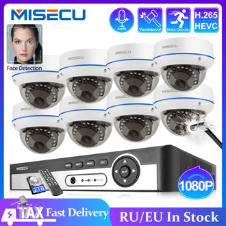 MISECU 4CH 8CH 1080P POE NVR Kit Security Camera H.265CCTV System Indoor Audio Record IP Dome Camera P2P Video Surveillance Set