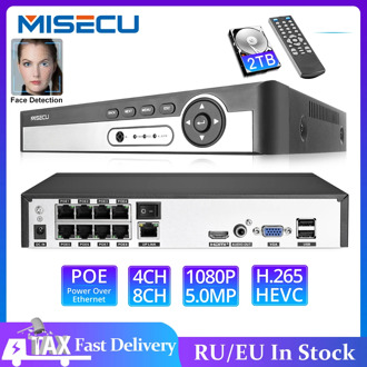 MISECU H.265 Max 5MP 4CH 8CH 48V POE NVR Up to 8CH 16CH Audio Out Surveillance Security Video Recorder For POE IP Camera