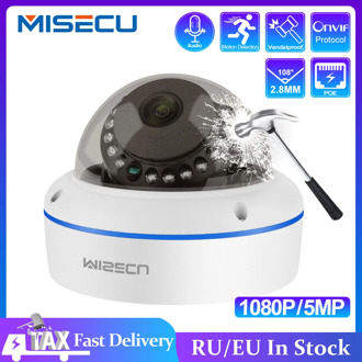 MISECU Super HD 5MP 2MP H.265 Surveillance IP POE Camera 1080P Audio Microphone Dome Indoor Security Camera Email Push ONVIF P2P