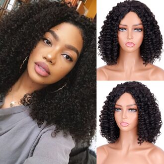 Miss Pruik Lange Zwarte Kinky Krullend Pruik Met Pony Geschikt Voor Afrikaanse Vrouwen Zwart/Bruin/Rood Synthetische Pruik dagelijkse Slijtage Pruik 1B/27HL