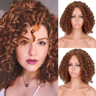 Miss Pruik Lange Zwarte Kinky Krullend Pruik Met Pony Geschikt Voor Afrikaanse Vrouwen Zwart/Bruin/Rood Synthetische Pruik dagelijkse Slijtage Pruik T1B/4/30