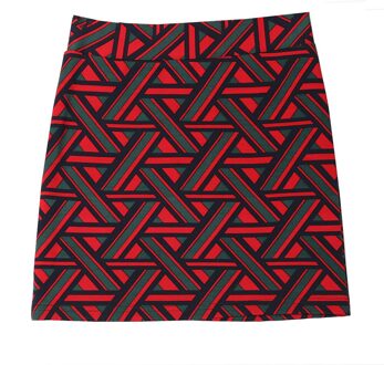 MISSCHIEN U high street print zwart rood potlood mini boven knie rijk korte geometrische rok S0021 XL