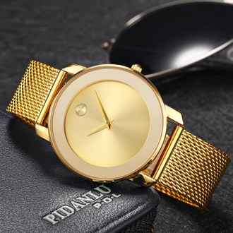 MISSFOX 40MM Women Watches Minimalist Ultra Thin Steel Mesh Watch Fashion Casual Waterproof 18K Gold Ladies Quartz-Watch Girls
