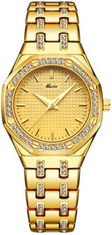 Missfox Platina Horloge Voor Gentlewoman Sieraden Band Volledige Diamond Bezel Horloge Lady Dress Waterdichte Quartz Horloges Vrouwen 2717-G