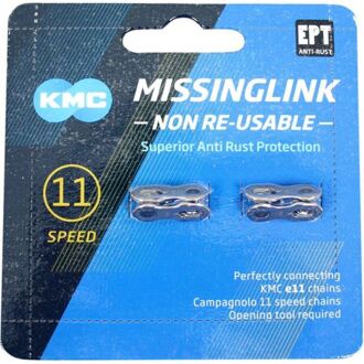 MissingLink - Sluitschakel 11 speed Zilver KMC - Shimano ketting (2 stuks)