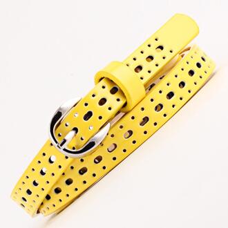 Missky Vrouwen Tailleband Candy Kleur Hallow Riem Pu Leer Pin Gesp Dunne Riem Zoete Lady Tailleband Voor Vrouwelijke geel