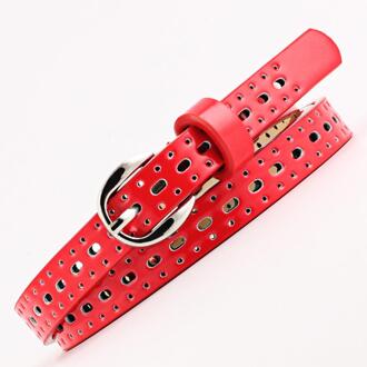 Missky Vrouwen Tailleband Candy Kleur Hallow Riem Pu Leer Pin Gesp Dunne Riem Zoete Lady Tailleband Voor Vrouwelijke rood