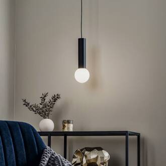 Mist badkamer-hanglamp IP44 zwart metallic-zwart, opaalwit