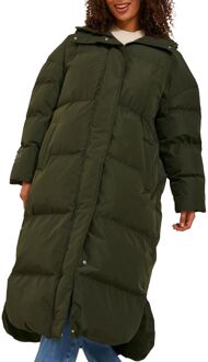 Misty Down Blend Long Puffer Winterjas Dames donker groen