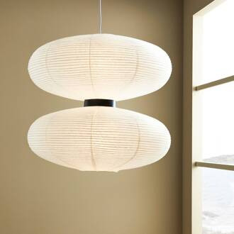 Mite hanglamp met witte papieren kap wit, zwart